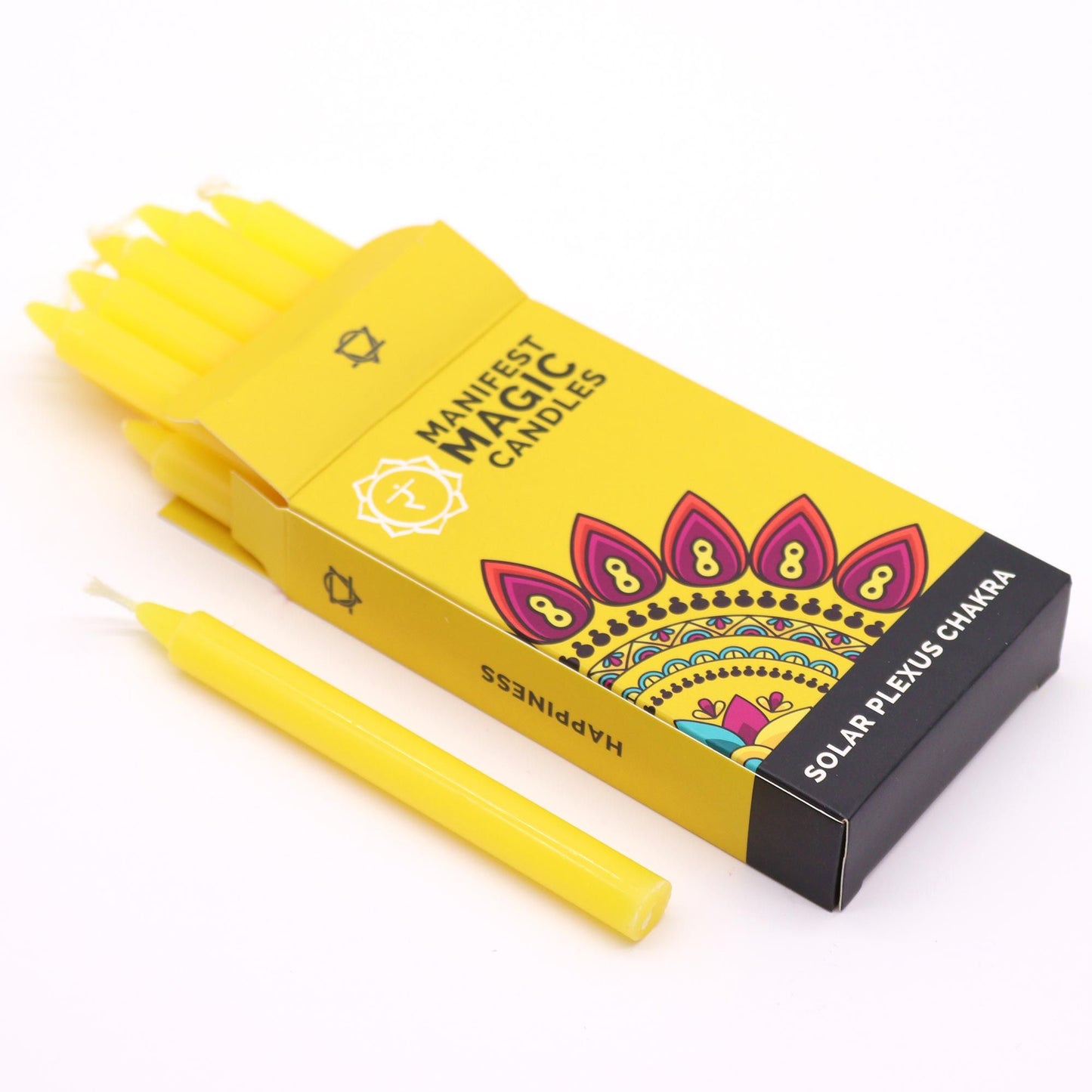 Manifestationskerzen „Solarplexus-Chakra“ (12er-Pack)