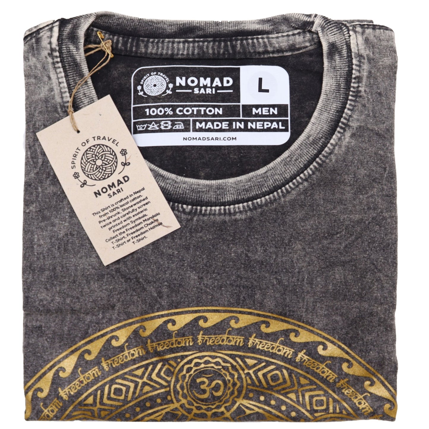 T-Shirt (L) Stone Washed - Chakra - Dunkelgrau