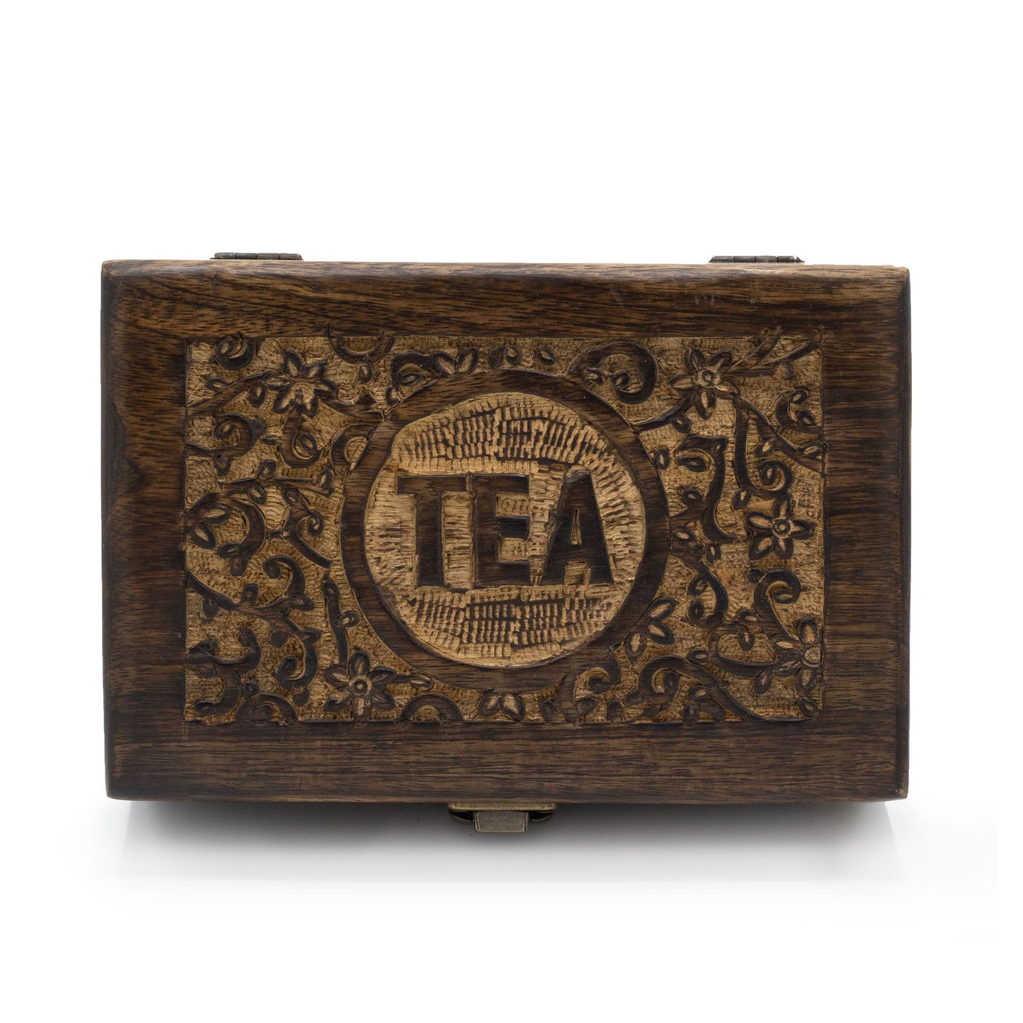 Geschnitzte Teebox aus Mangoholz (23x15x9.5cm)
