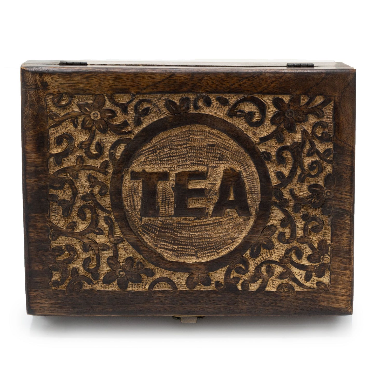Geschnitzte Teebox aus Mangoholz (30x23x10cm)