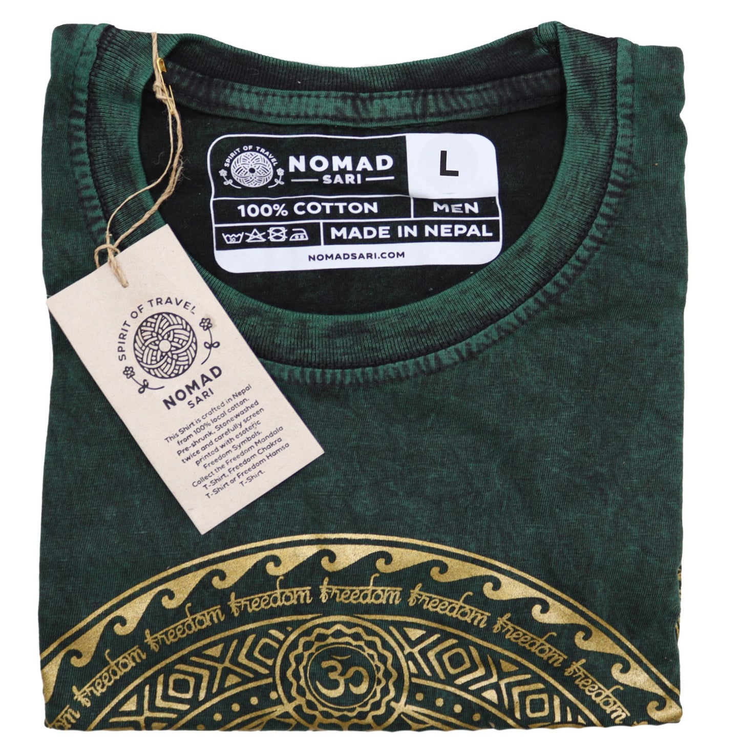 T-Shirt (L) Stone Washed - Chakra - Grün