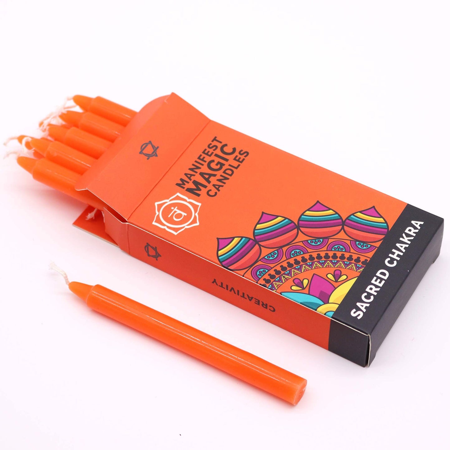 Manifestationskerzen „Sakral-Chakra“ (12er-Pack)