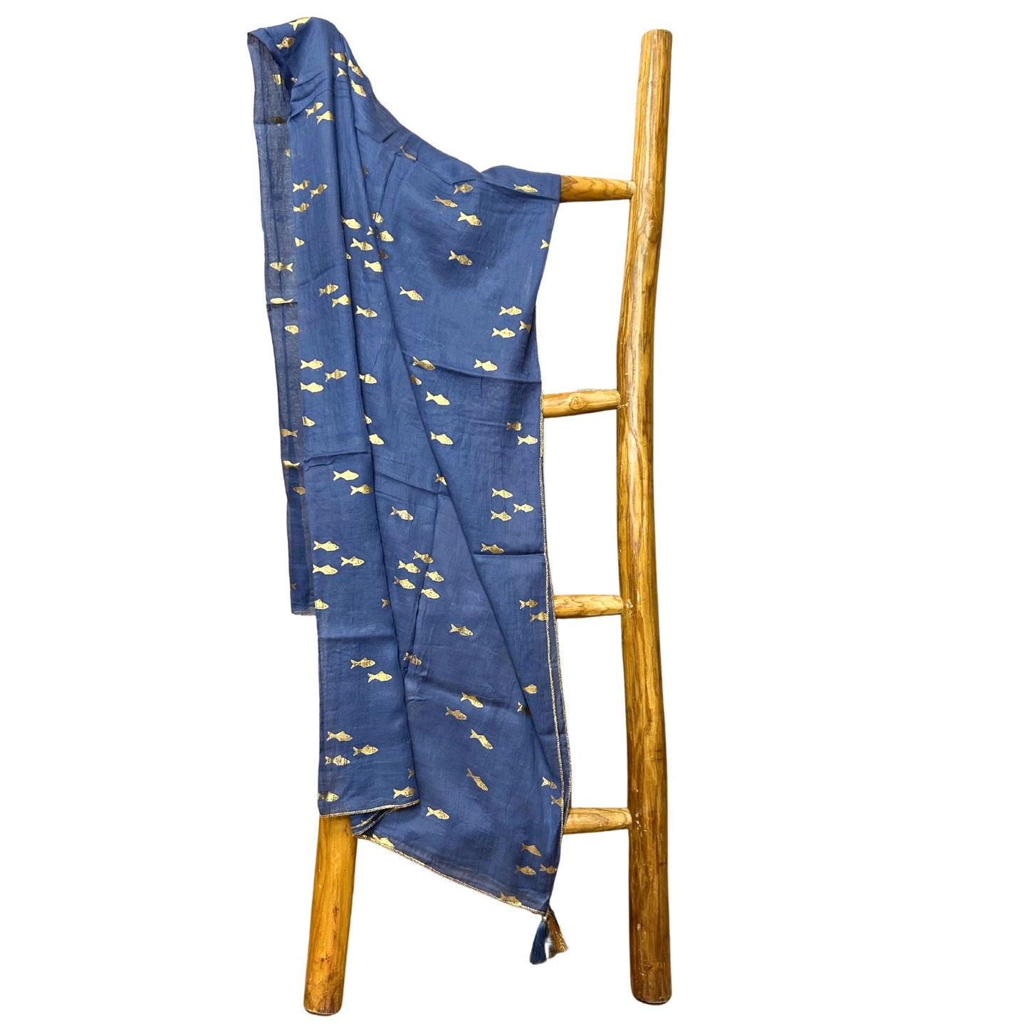 Nomad Sari Pario - Seeblau & Gold mit Fisch-Design