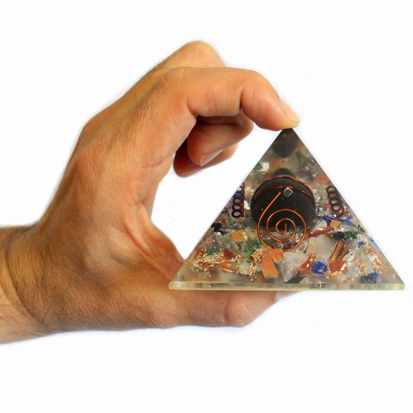 Orgonit Pyramide 60mm - Edelstein-Splitter, Kupfer, Schildkröte
