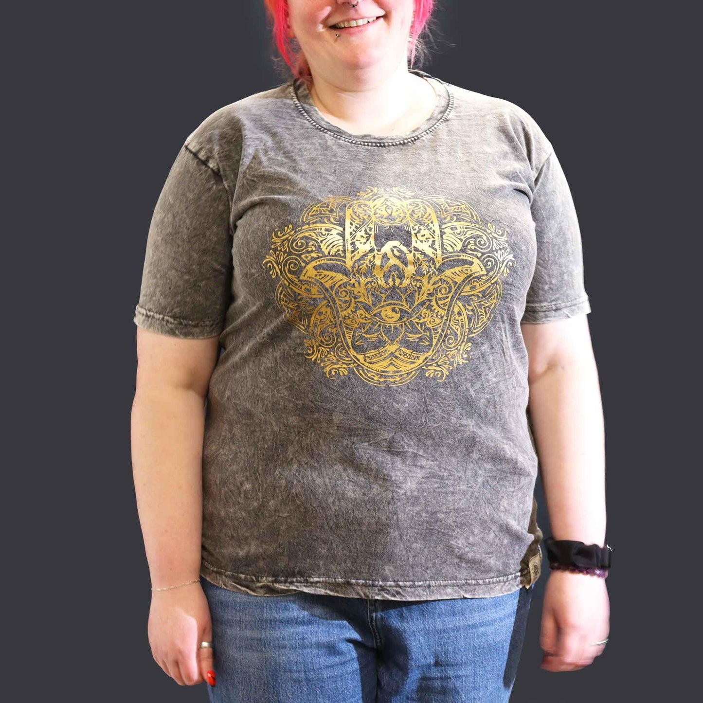 T-Shirt (XL) Stone Washed - Hamsa - Dunkelgrau
