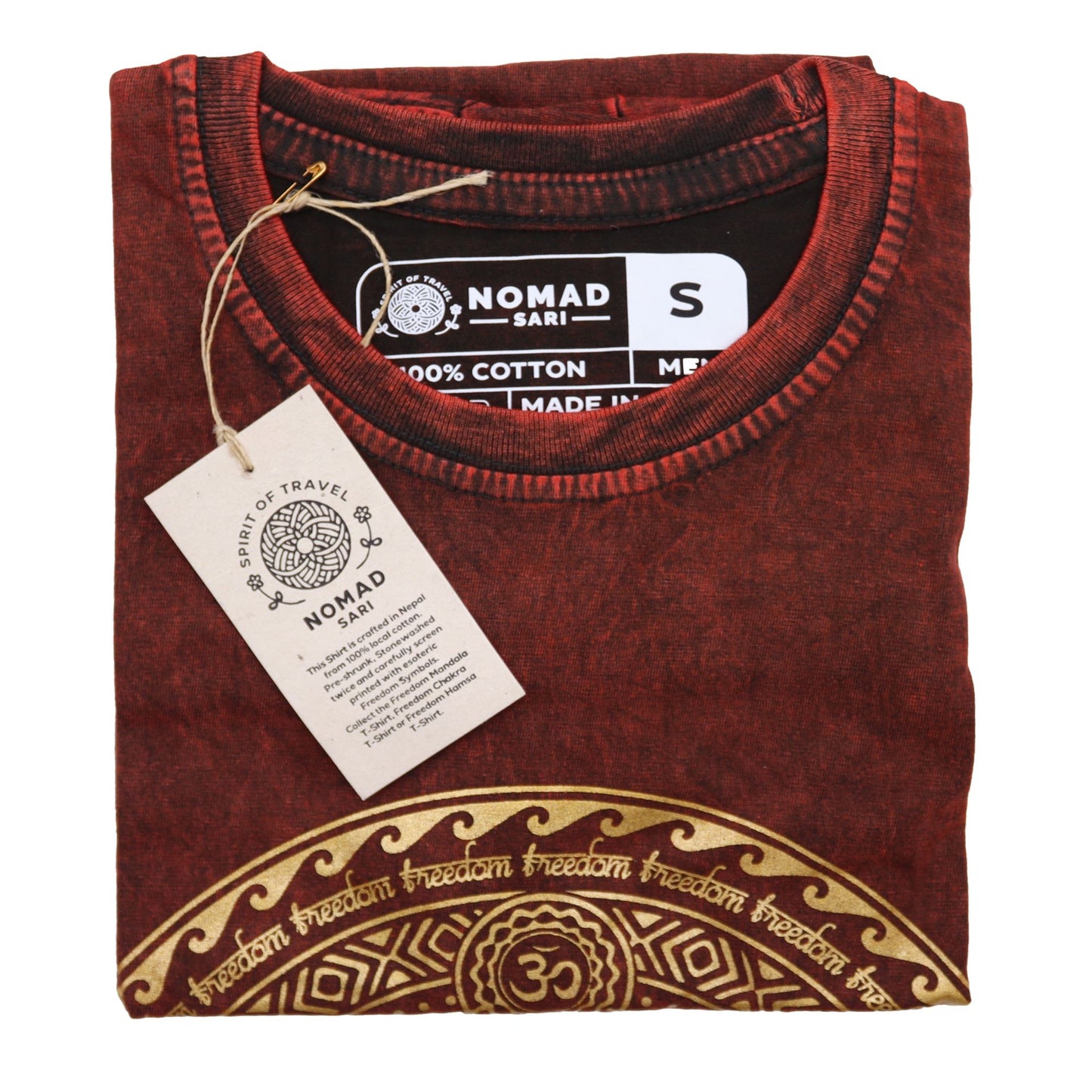 T-Shirt (S) Stone Washed - Chakra - Maroon