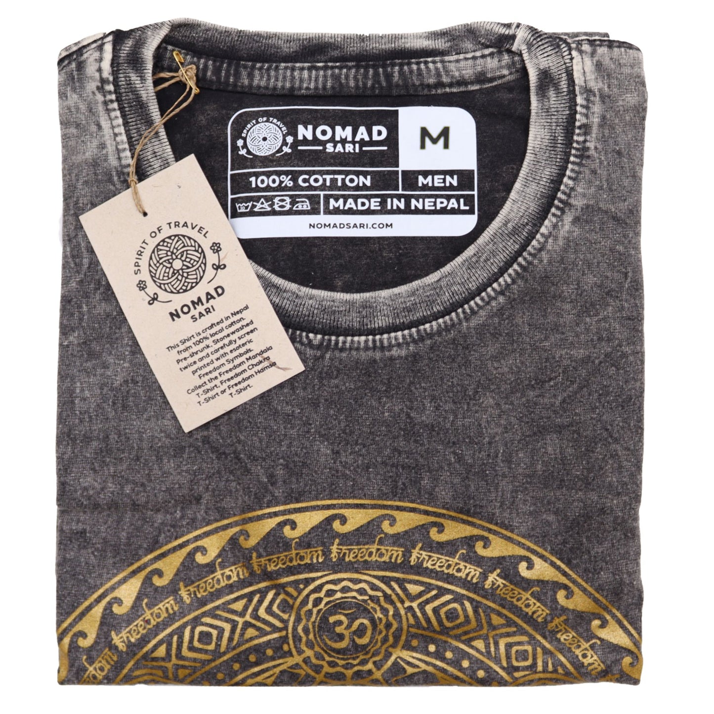 T-Shirt (M) Stone Washed - Chakra - Dunkelgrau