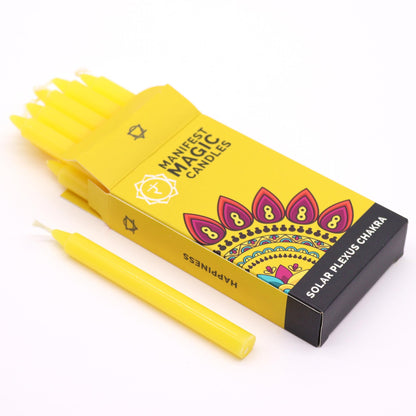 Manifestationskerzen „Solarplexus-Chakra“ (12er-Pack)