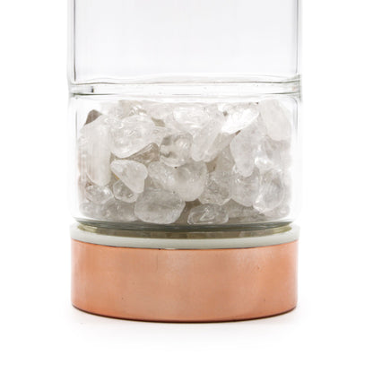 Trinkflasche Glas-Tee-Infuser mit Bergkristall - Rose Gold (500ml)