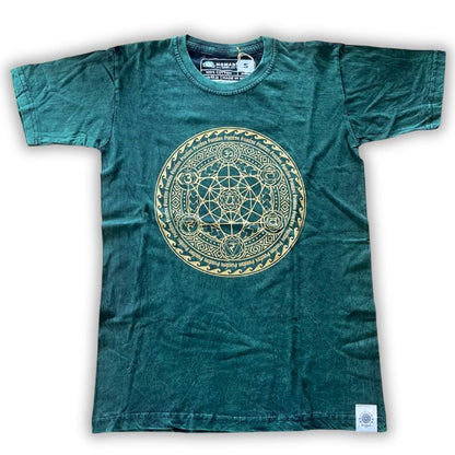T-Shirt (L) Stone Washed - Chakra - Grün