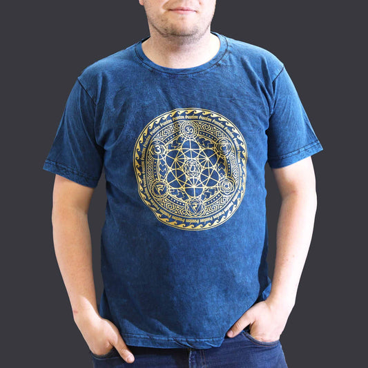 T-Shirt (XL) Stone Washed - Chakra - Blau