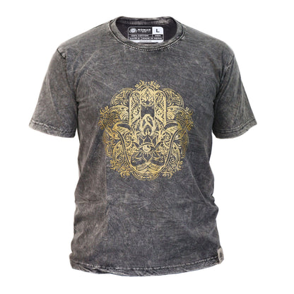 T-Shirt (L) Stone Washed - Hamsa - Dunkelgrau
