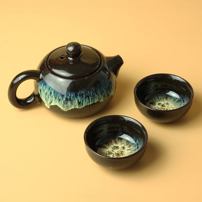 Herbal Teapot Set - Schwarze Glasur (200ml)