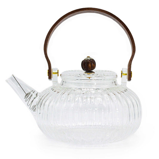 Glas-Teekanne mit Infuser - Clear Ribbed Pearl (850ml)