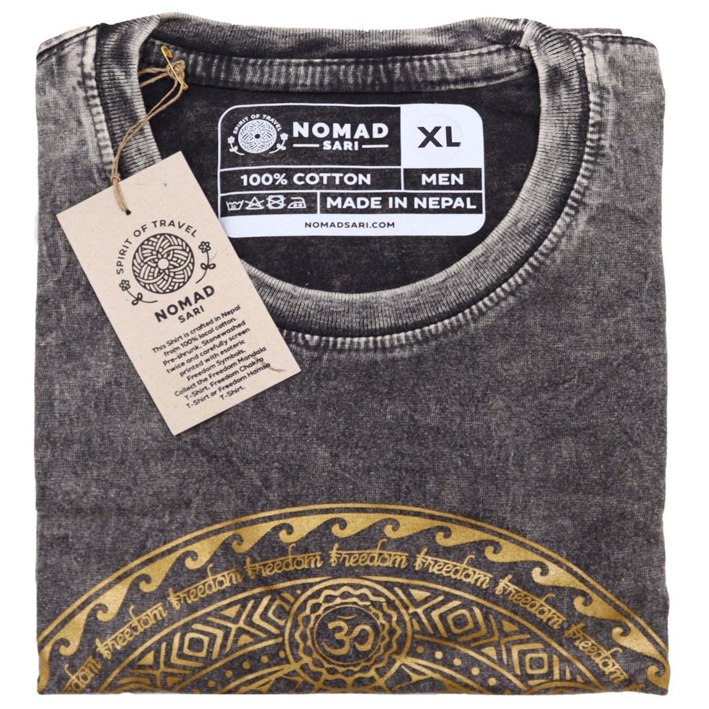 T-Shirt (XL) Stone Washed - Chakra - Dunkelgrau