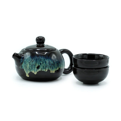 Herbal Teapot Set - Schwarze Glasur (200ml)