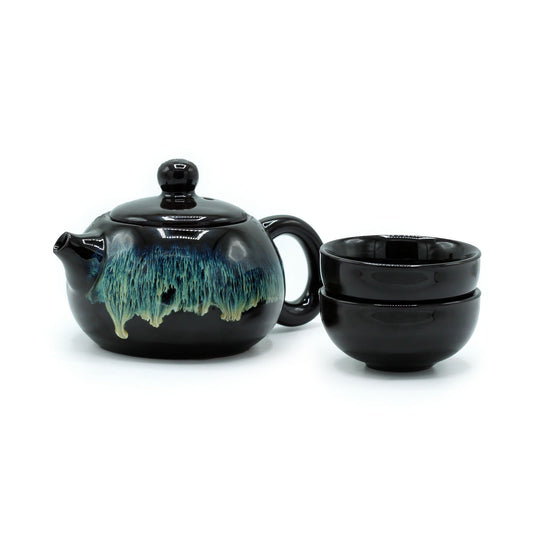 Herbal Teapot Set - Schwarze Glasur (200ml)