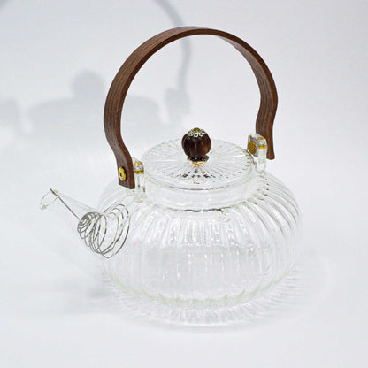 Glas-Teekanne mit Infuser - Clear Ribbed Pearl (850ml)