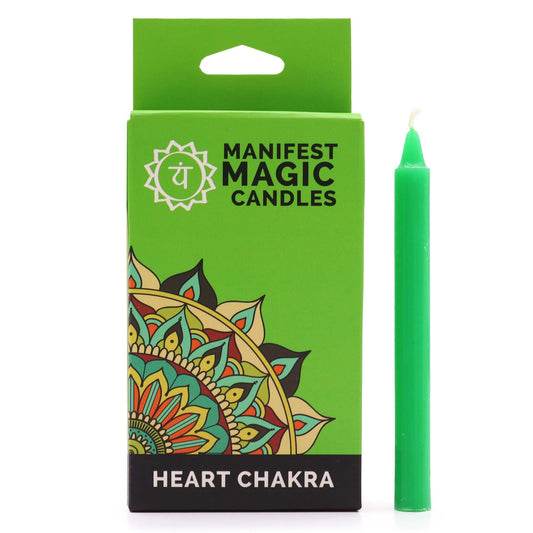 Manifestationskerzen „Herz-Chakra“ (12er-Pack)