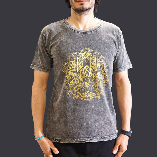 T-Shirt (M) Stone Washed - Hamsa - Dunkelgrau