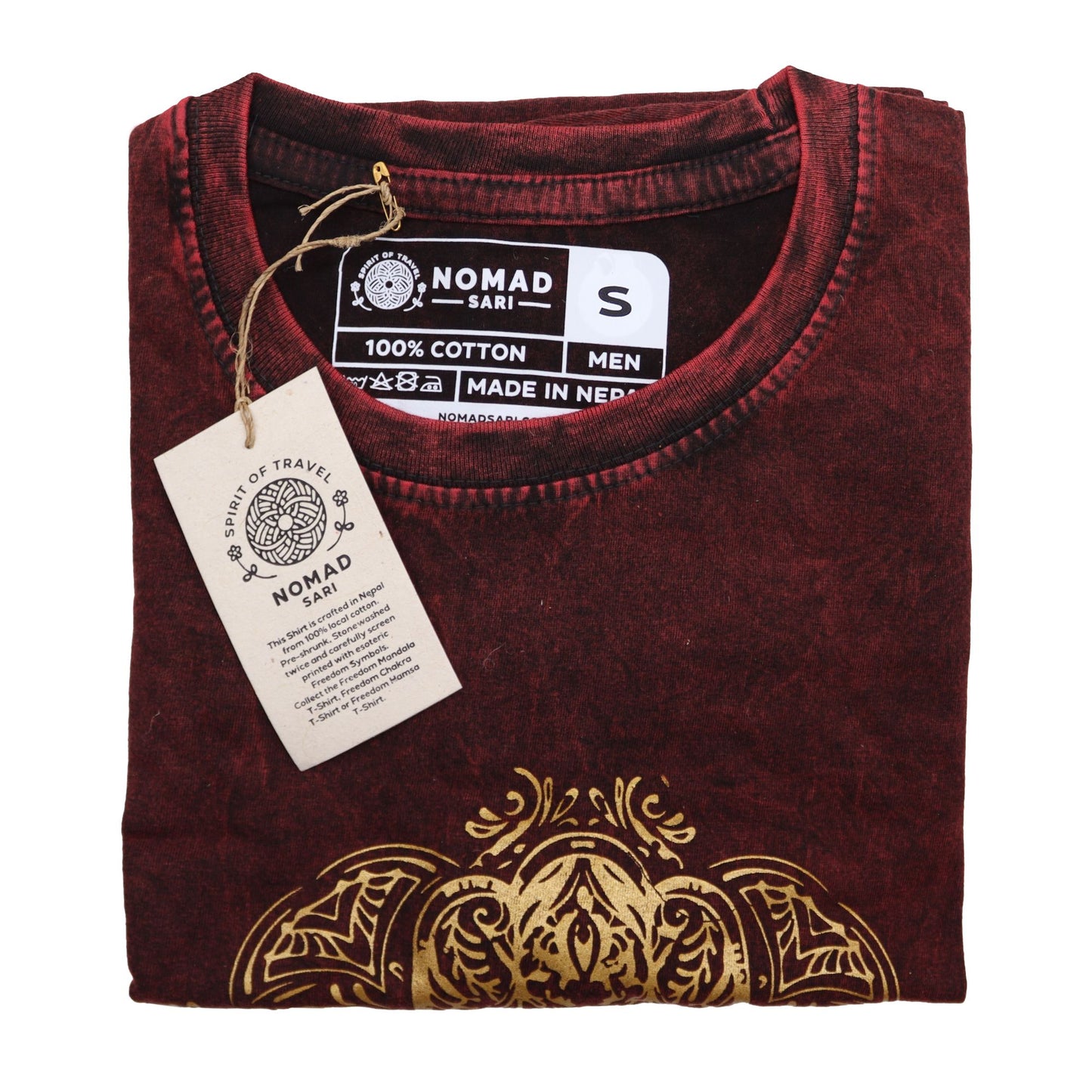 T-Shirt (S) Stone Washed - Hamsa - Maroon