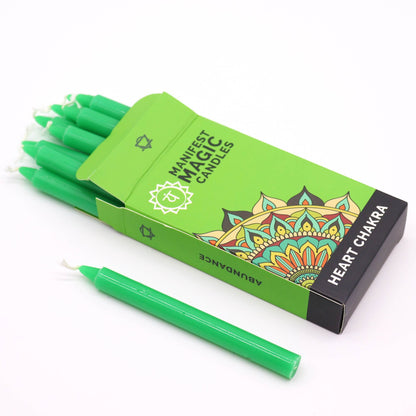 Manifestationskerzen „Herz-Chakra“ (12er-Pack)