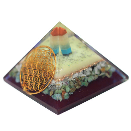 Orgonit Pyramide 70mm - Blume des Lebens Symbol