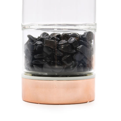 Trinkflasche Glas-Tee-Infuser mit Onyx - Rose Gold (500ml)