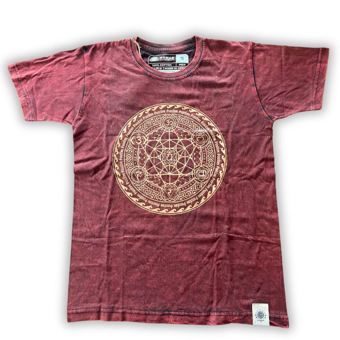 T-Shirt (L) Stone Washed - Chakra - Maroon