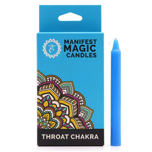 Manifestationskerzen „Hals-Chakra“ (12er-Pack)