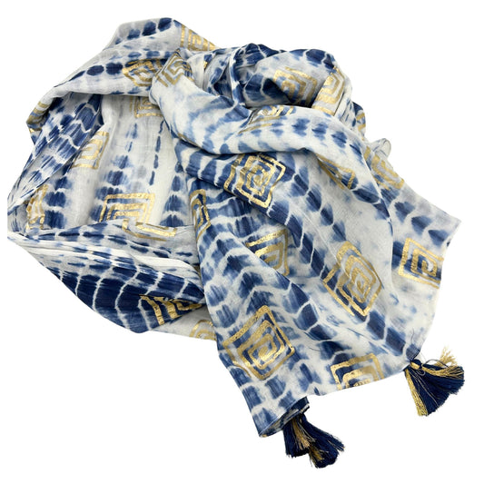 Nomad Sari Pario - Blaues Tie-Dye & Blockprint