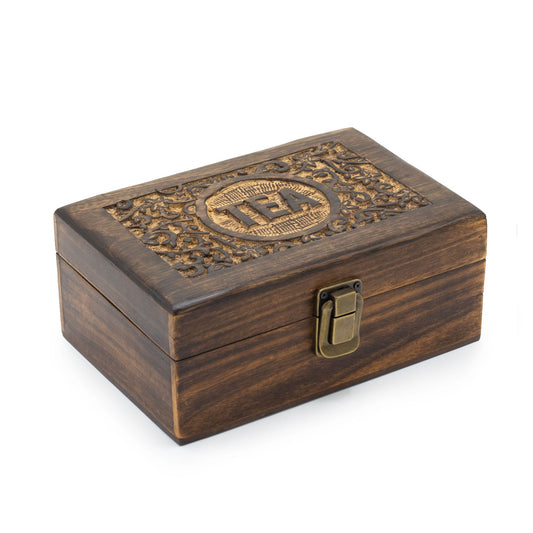 Geschnitzte Teebox aus Mangoholz (23x15x9.5cm)