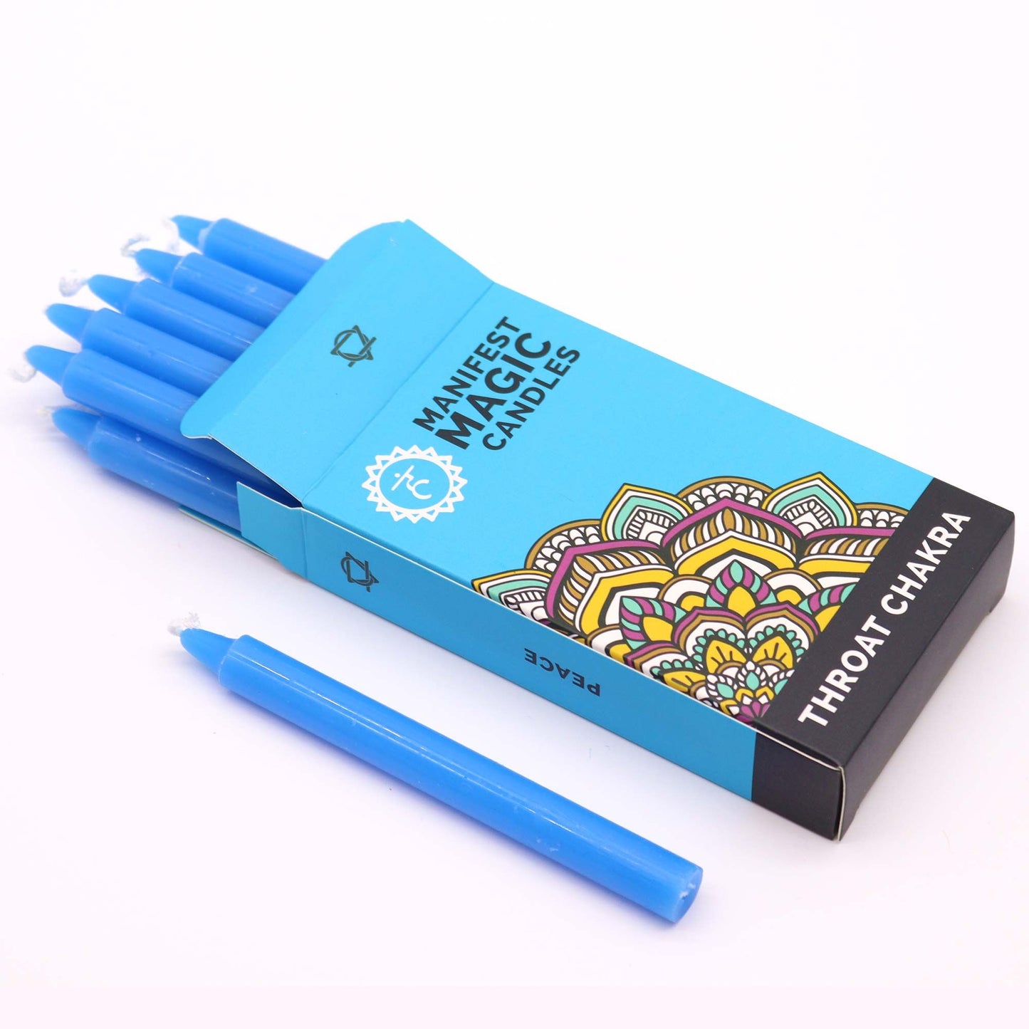 Manifestationskerzen „Hals-Chakra“ (12er-Pack)