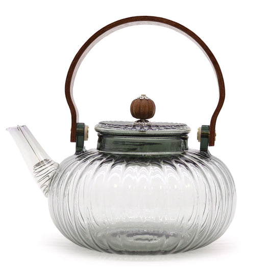 Glas-Teekanne mit Infuser - Charcoal Ribbed Pearl (950ml)