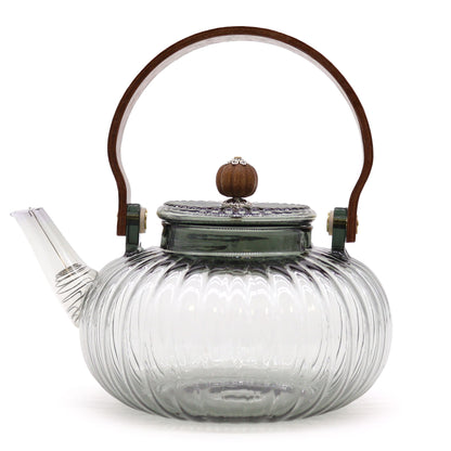 Glas-Teekanne mit Infuser - Charcoal Ribbed Pearl (950ml)