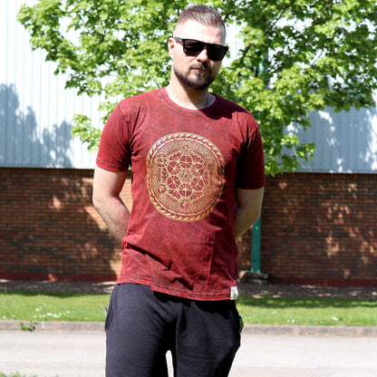 Large Stone Washed Teashirt - Chakra - Maroon