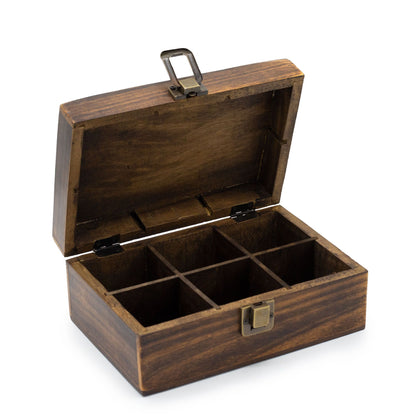 Geschnitzte Teebox aus Mangoholz (23x15x9.5cm)