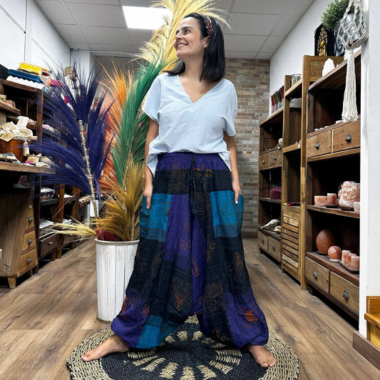 Lila Yoga- und Festivalhose - Aladdin Himalaya-Druck