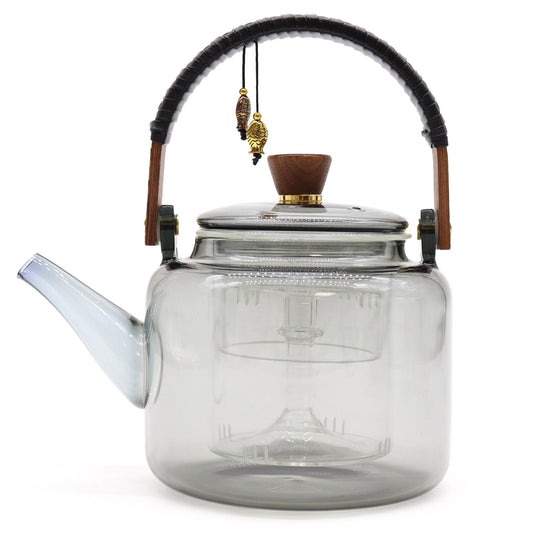Glas-Teekanne mit Siebsystem - Charcoal (1000ml)