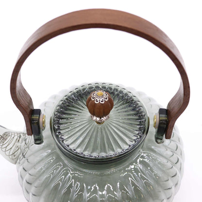 Glas-Teekanne mit Infuser - Charcoal Ribbed Pearl (950ml)