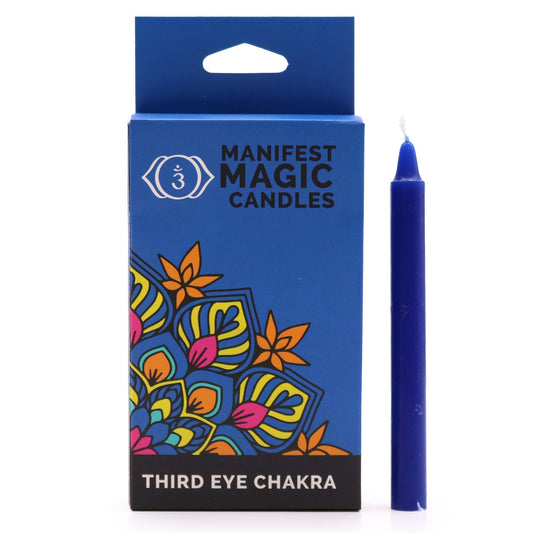 Manifestationskerzen „Drittes Auge Chakra“ (12er-Pack)