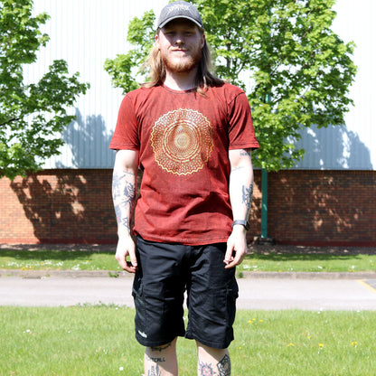 T-Shirt (XL) Stone Washed - Mandala - Maroon