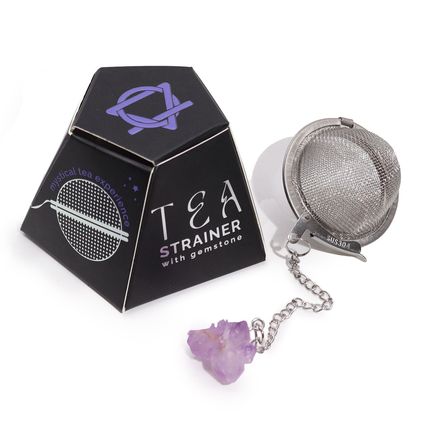 Teesieb mit Amethyst-Cluster