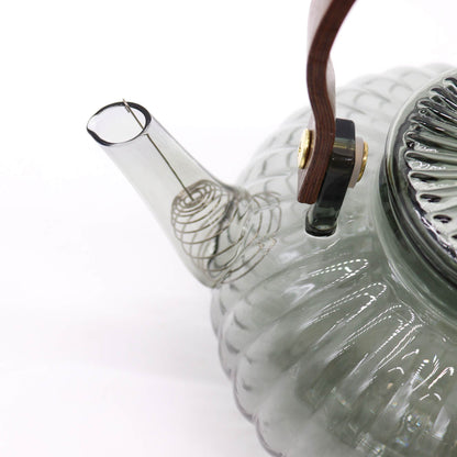 Glas-Teekanne mit Infuser - Charcoal Ribbed Pearl (950ml)