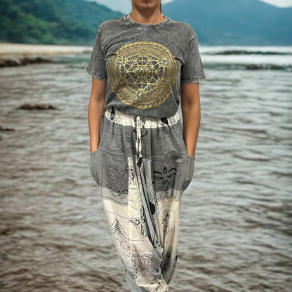 T-Shirt (L) Stone Washed - Chakra - Dunkelgrau