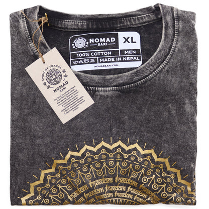 T-Shirt (XL) Stone Washed - Mandala - Dunkelgrau