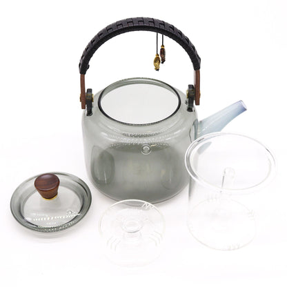 Glas-Teekanne mit Siebsystem - Charcoal (1000ml)