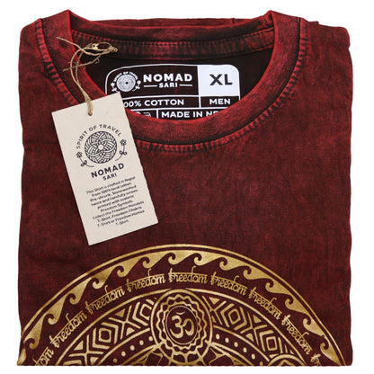 T-Shirt (XL) Stone Washed - Chakra - Maroon