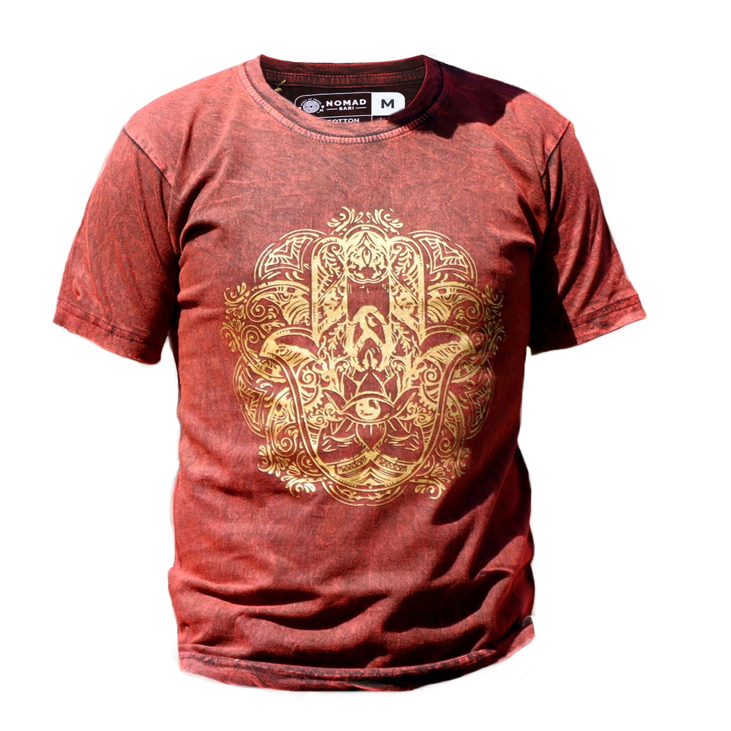 T-Shirt (M) Stone Washed - Hamsa - Maroon