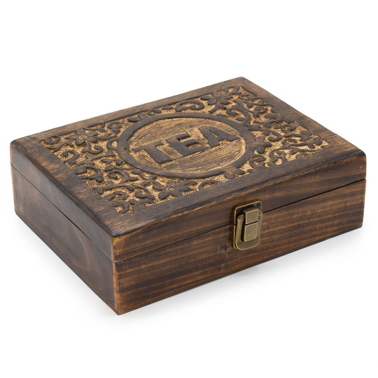 Geschnitzte Teebox aus Mangoholz (30x23x10cm)